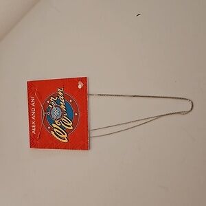 ALEX AND ANI Slide Expandable Silvertone Necklace w/ a Enamel & Engraved Pendant